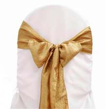 Antique Gold Crinkle Tie from Always Invited Event Rentals